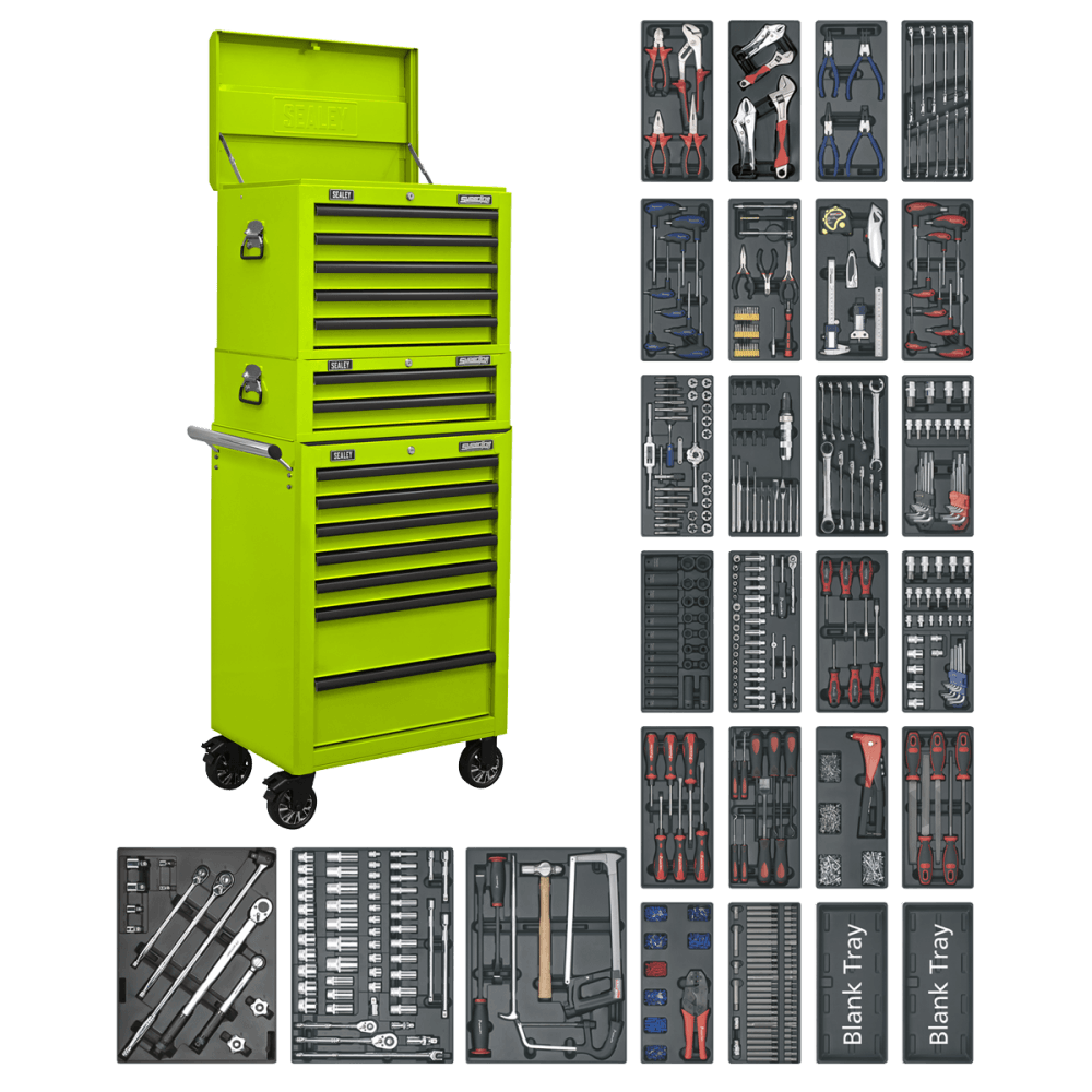 Superline PRO® Tool Chest Combination 14 Drawer with 1179pc Tool Kit - Green : Model No- SPTHVCOMBO1