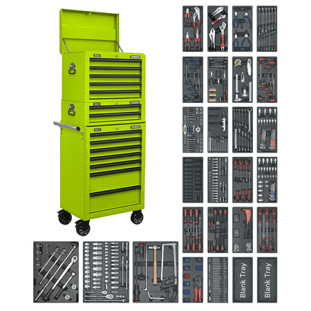 Superline PRO® Tool Chest Combination 14 Drawer with 1179pc Tool Kit - Green : Model No- SPTHVCOMBO1