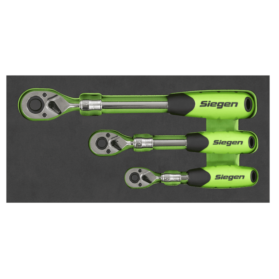 Siegen Extendable Ratchet Wrench Set 3pc Model No- S01285