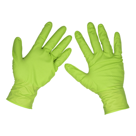 Diamond Grip Extra-Thick Nitrile Powder-Free Gloves, Hi-Vis Green, Large - Pack of 50 Model No- SSP54L