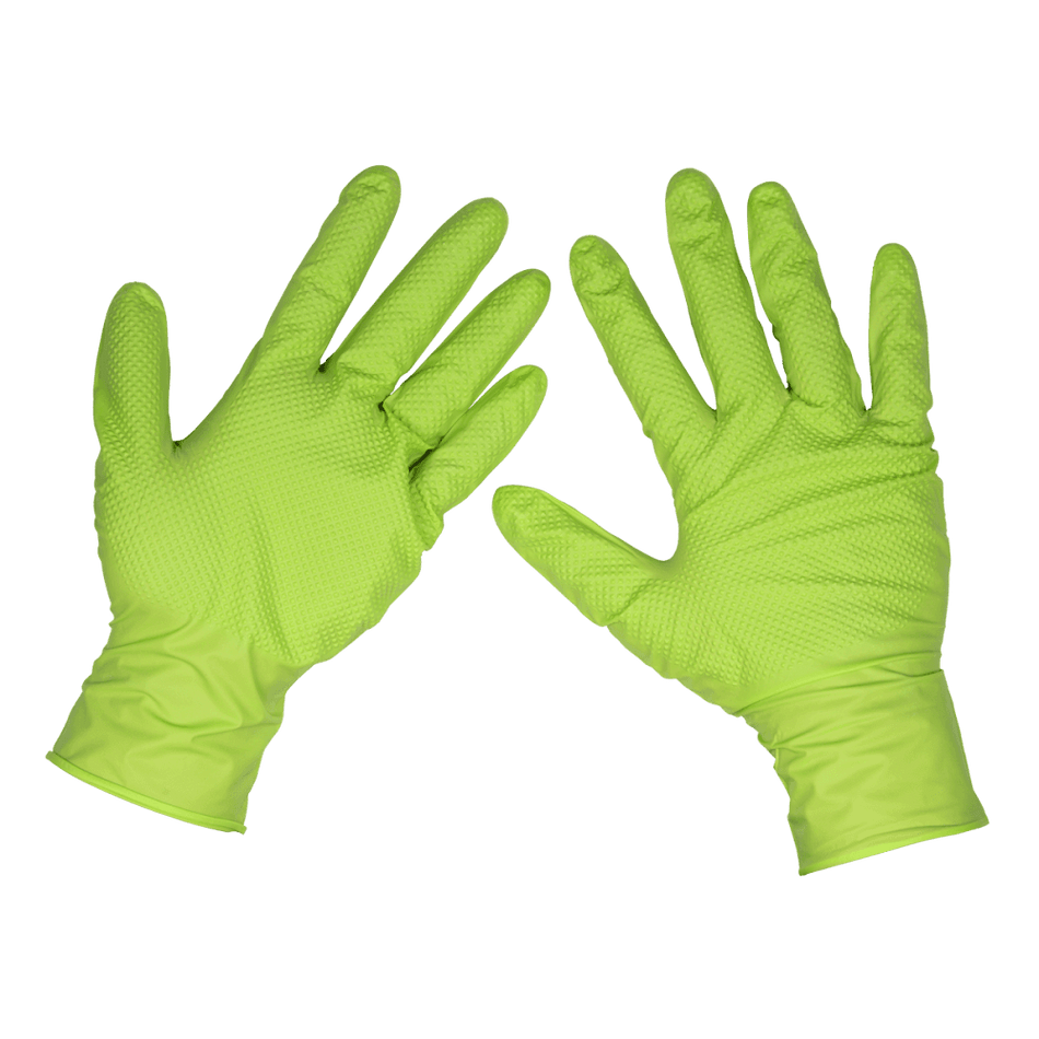 Diamond Grip Extra-Thick Nitrile Powder-Free Gloves, Hi-Vis Green, X-Large - Pack of 50 Model No- SSP54XL