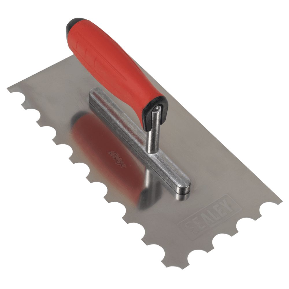 Stainless Steel Semicircle Tooth Trowel with Rubber Handle & Aluminium Foot 270mm Model No- T6701