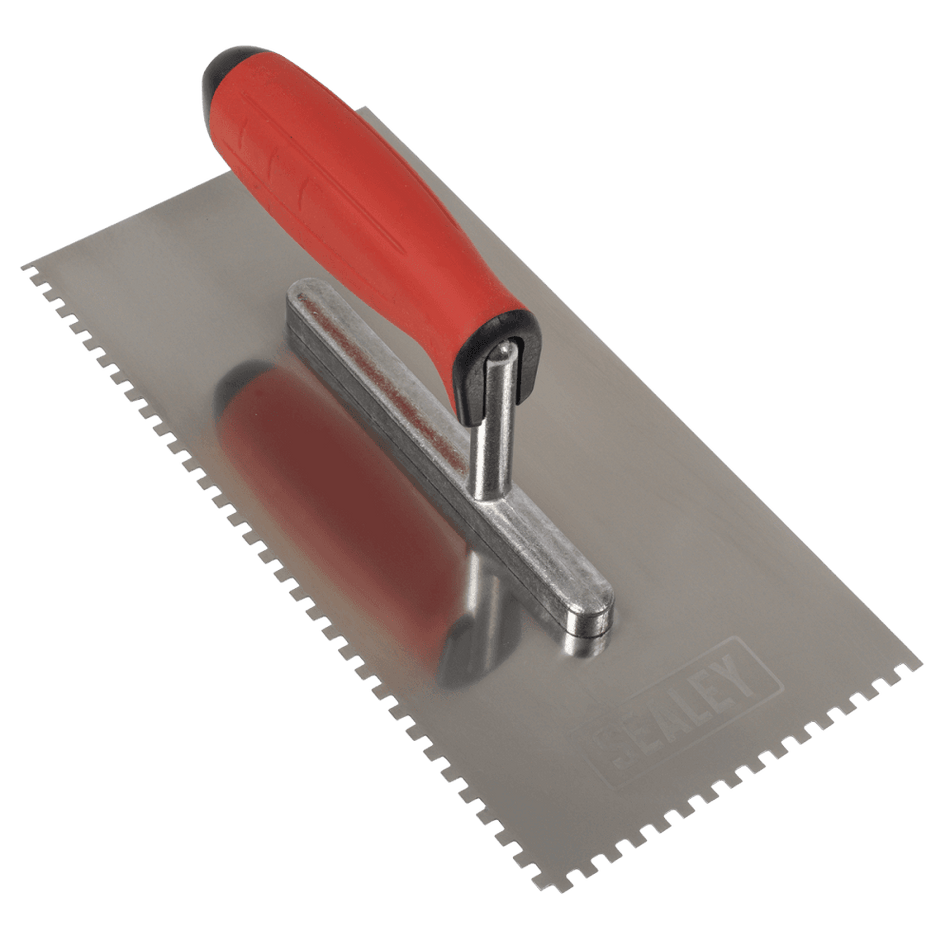 Stainless Steel 4mm Notched Trowel with Rubber Handle 270mm Model No- T7804