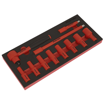 Premier Insulated Socket Set with Tool Tray 3/8"Sq Drive 11pc - VDE Approved Model No- TBTE01