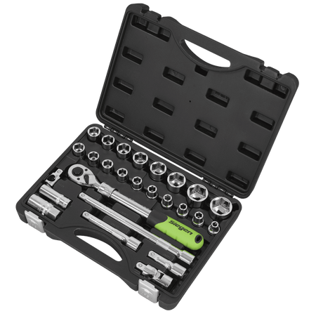 Siegen Extendable Ratchet Socket Set 1/2"Sq Drive 26pc Model No- S01288
