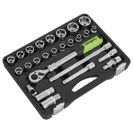 Siegen Extendable Ratchet Socket Set 1/2"Sq Drive 26pc Model No- S01288
