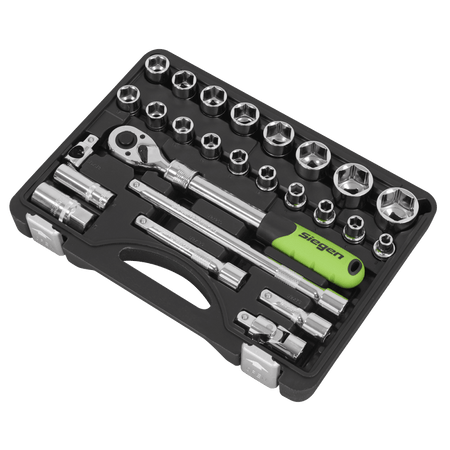 Siegen Extendable Ratchet Socket Set 1/2"Sq Drive 26pc Model No- S01288