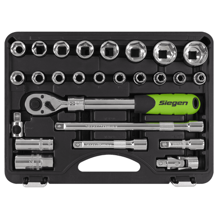 Siegen Extendable Ratchet Socket Set 1/2"Sq Drive 26pc Model No- S01288
