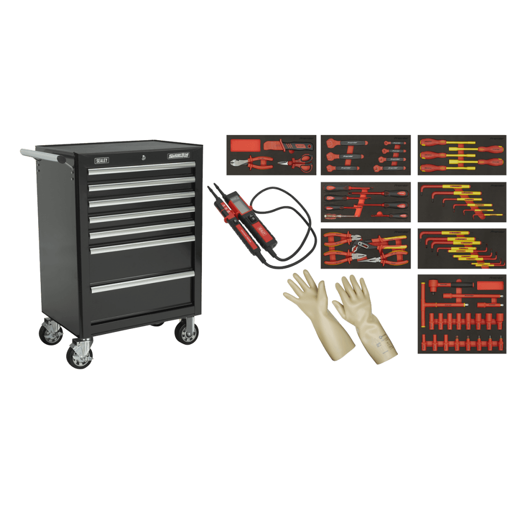 Insulated Tool Kit with 7 Drawer Rollcab 63pc Model No- TBTECOMBO2