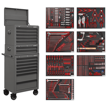 Superline PRO Tool Chest Combination 14 Drawer with 446pc Tool Kit - Grey Model No- TBTPCOMBO6