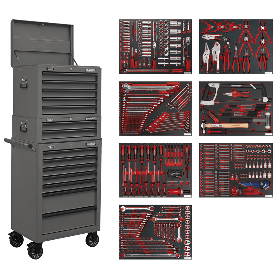 Superline PRO Tool Chest Combination 14 Drawer with 446pc Tool Kit - Grey Model No- TBTPCOMBO6