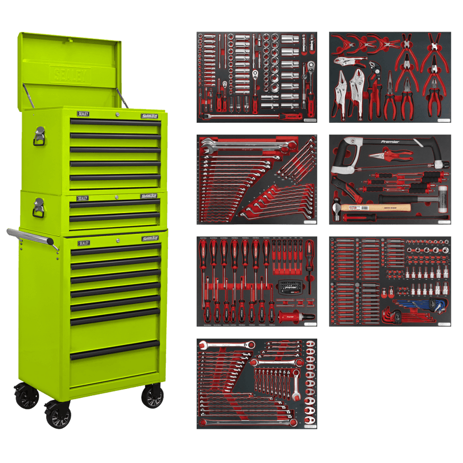 Superline PRO Tool Chest Combination 14 Drawer with 446pc Tool Kit - Green Model No- TBTPCOMBO7