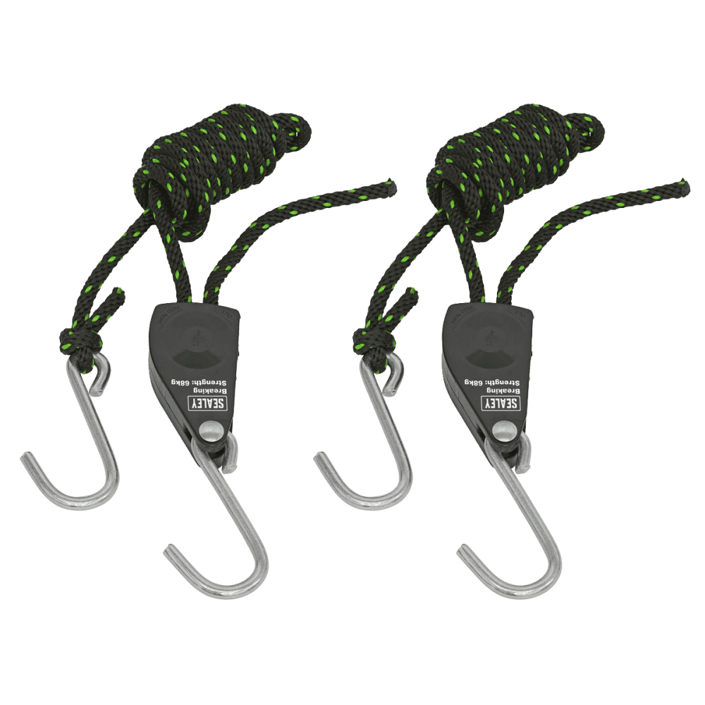 Ratchet Parts Hanger/Tie Down with S-Shaped Hooks 2m - Pack of 2 : Model No- VS0114