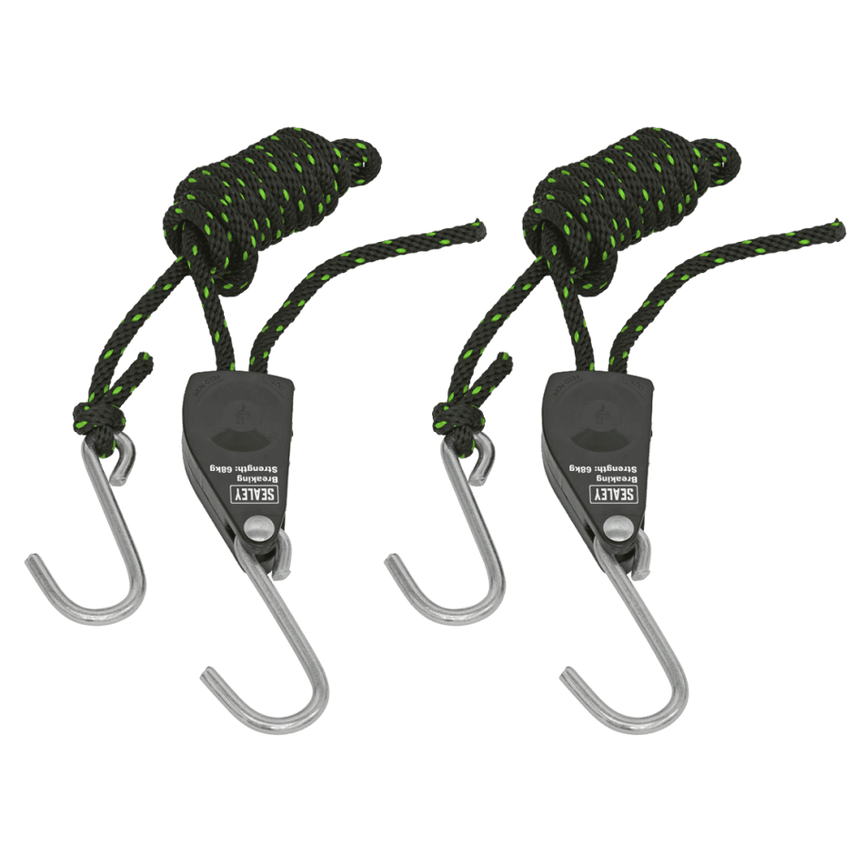 Ratchet Parts Hanger/Tie Down with S-Shaped Hooks 2m - Pack of 2 : Model No- VS0114
