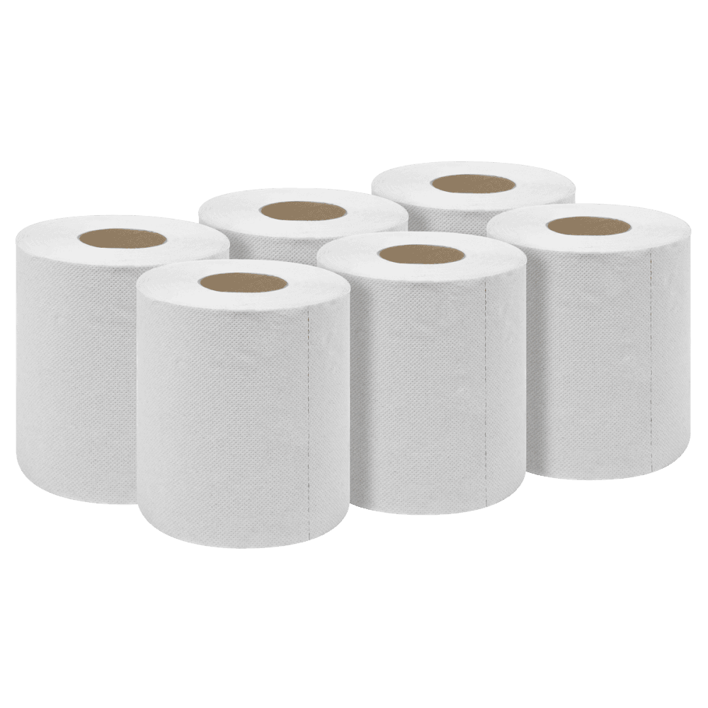 2-Ply Embossed White Paper Roll 60m - Pack of 6 Model No- WHT60