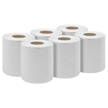 2-Ply Embossed White Paper Roll 60m - Pack of 6 Model No- WHT60