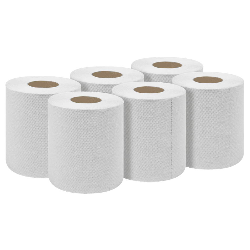 2-Ply Embossed White Paper Roll 60m - Pack of 6 Model No- WHT60