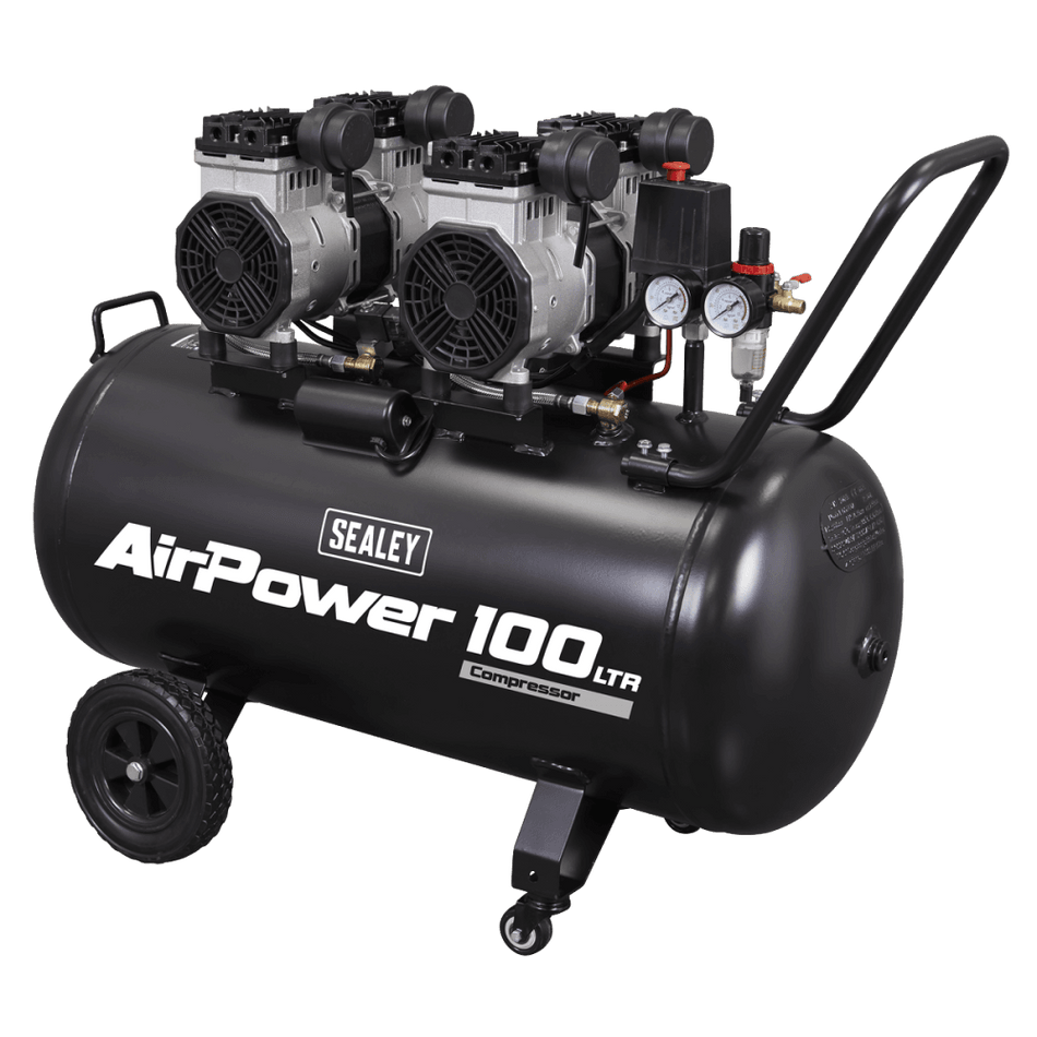 100L Oil Free Low Noise Direct Drive Air Compressor 2 x 2hp Model No- SAC10001S