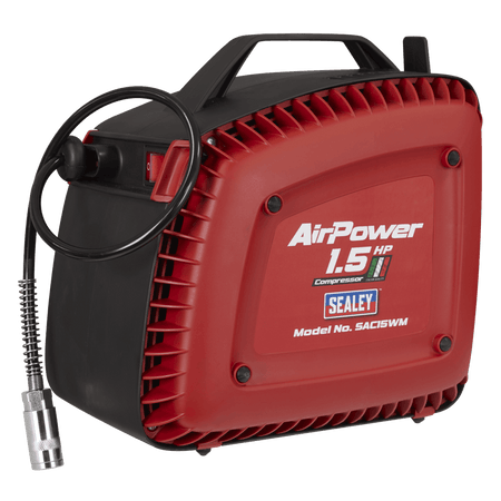 Wall Mounting Oil Free Air Compressor 1.5hp with 7m Retractable Hose Reel Model No- SAC15WM