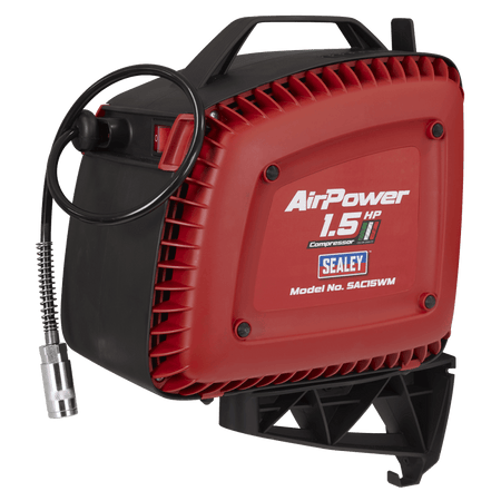 Wall Mounting Oil Free Air Compressor 1.5hp with 7m Retractable Hose Reel Model No- SAC15WM