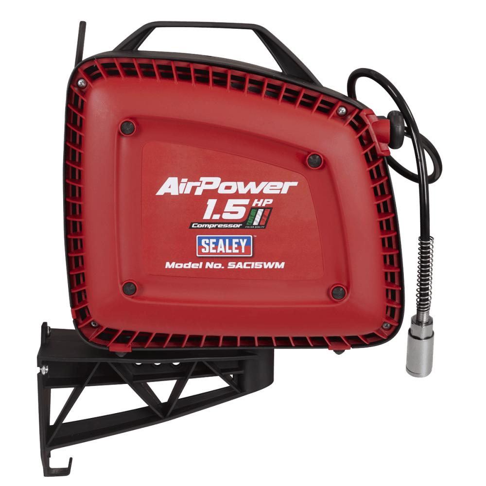 Wall Mounting Oil Free Air Compressor 1.5hp with 7m Retractable Hose Reel Model No- SAC15WM