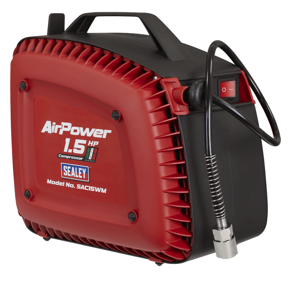 Wall Mounting Oil Free Air Compressor 1.5hp with 7m Retractable Hose Reel Model No- SAC15WM