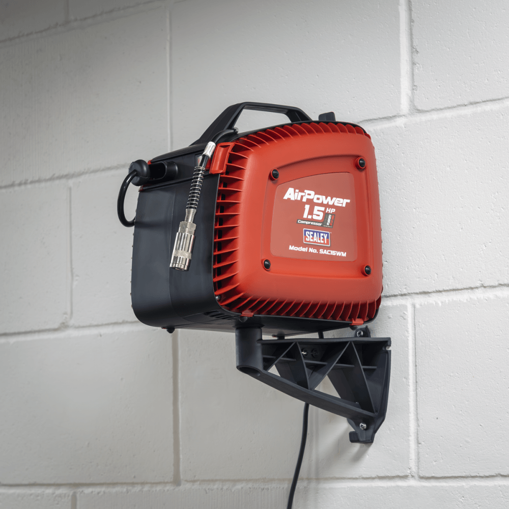 Wall Mounting Oil Free Air Compressor 1.5hp with 7m Retractable Hose Reel Model No- SAC15WM