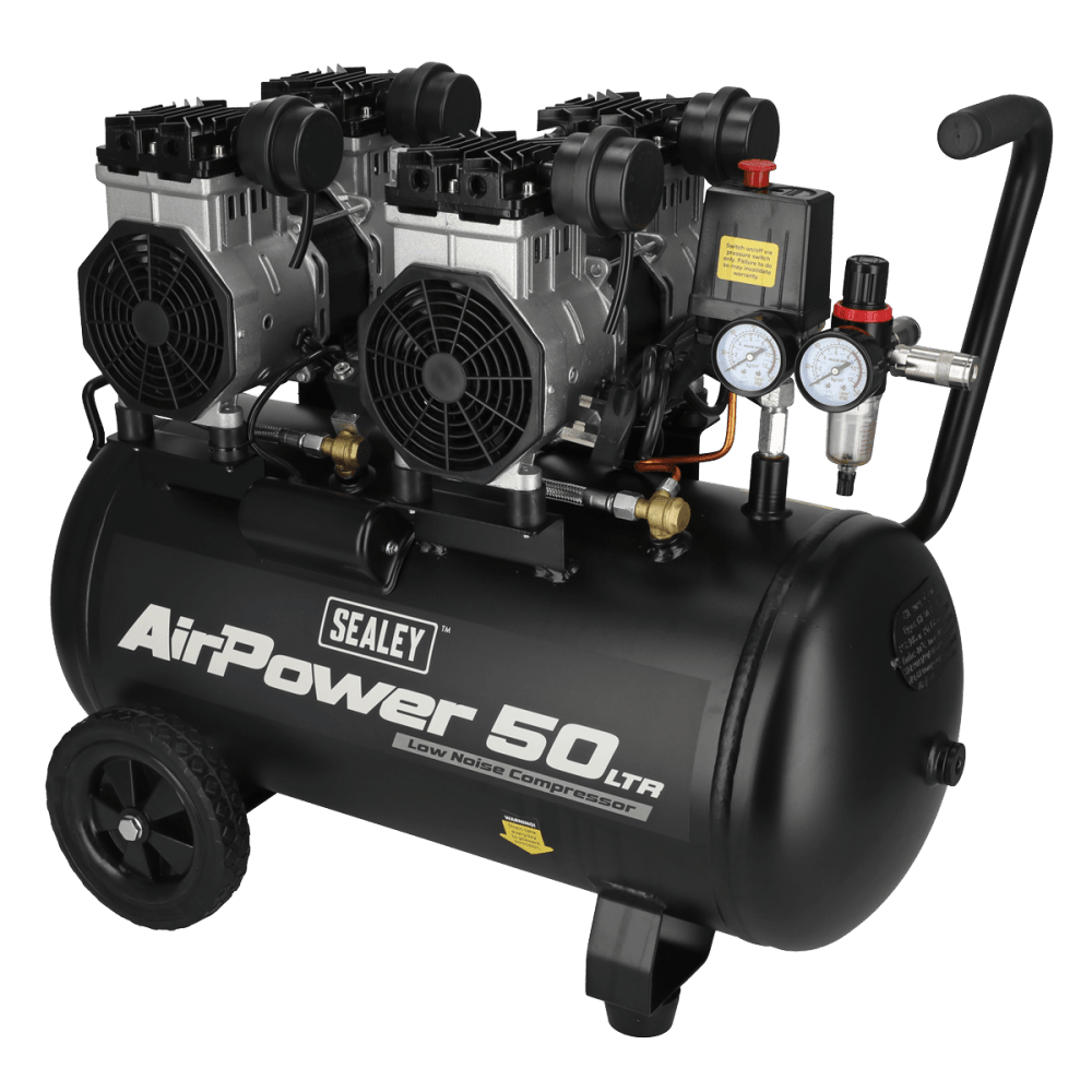 50L Low Noise Oil Free Direct Drive Air Compressor 2 x 2hp Model No- SAC5001S