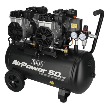 50L Low Noise Oil Free Direct Drive Air Compressor 2 x 2hp Model No- SAC5001S