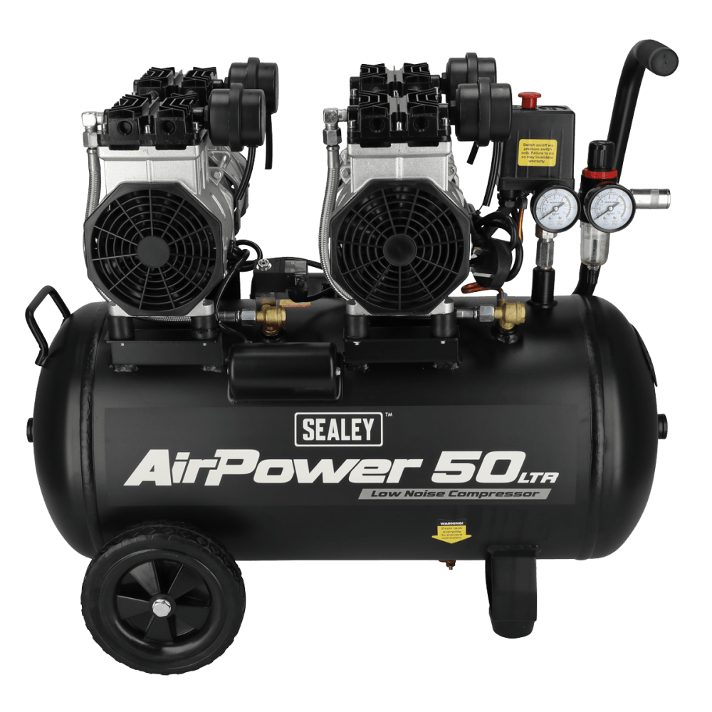 50L Low Noise Oil Free Direct Drive Air Compressor 2 x 2hp Model No- SAC5001S