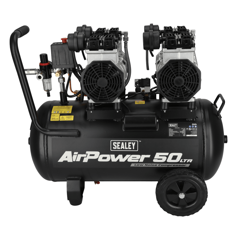 50L Low Noise Oil Free Direct Drive Air Compressor 2 x 2hp Model No- SAC5001S
