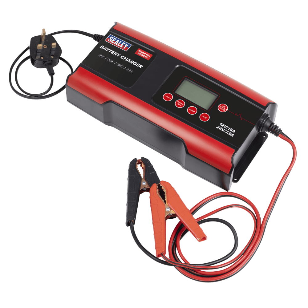 12/24V Compact Smart Battery Charger & Maintainer 15A Model No- SCBC15