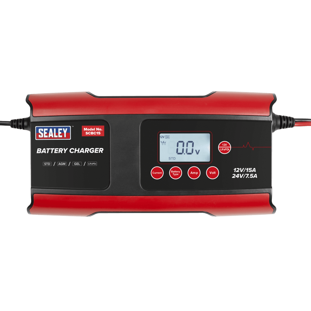 12/24V Compact Smart Battery Charger & Maintainer 15A Model No- SCBC15