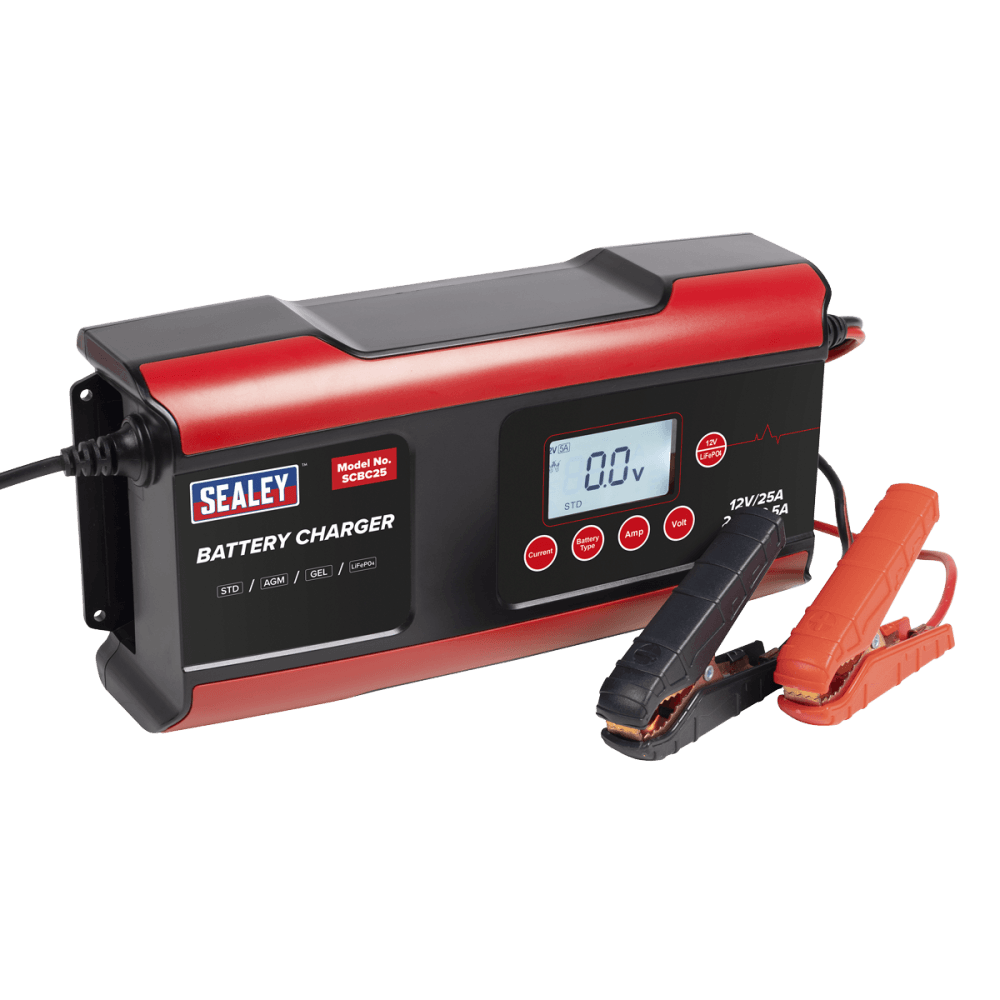 12/24V Compact Smart Battery Charger and Maintainer 25A Model No- SCBC25