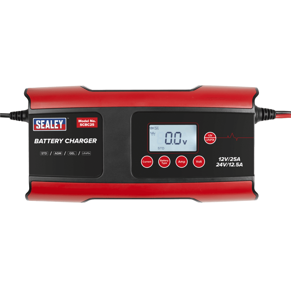 12/24V Compact Smart Battery Charger and Maintainer 25A Model No- SCBC25