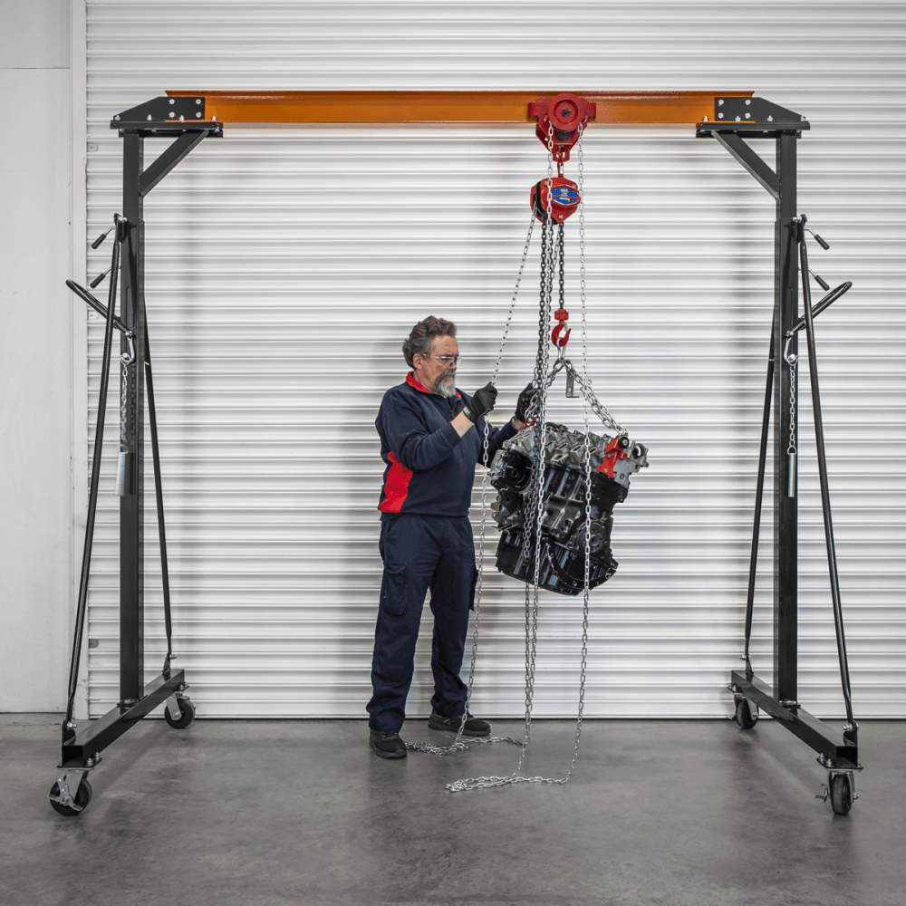 Portable Adjustable Gantry Crane with Geared Trolley Combo 1 Tonne Model No- SG1000KITG