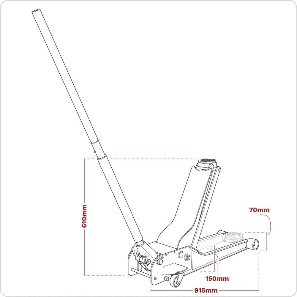 Low Profile Long Reach Rocket Lift Trolley Jack 1.5 Tonne Model No- 1500SLR