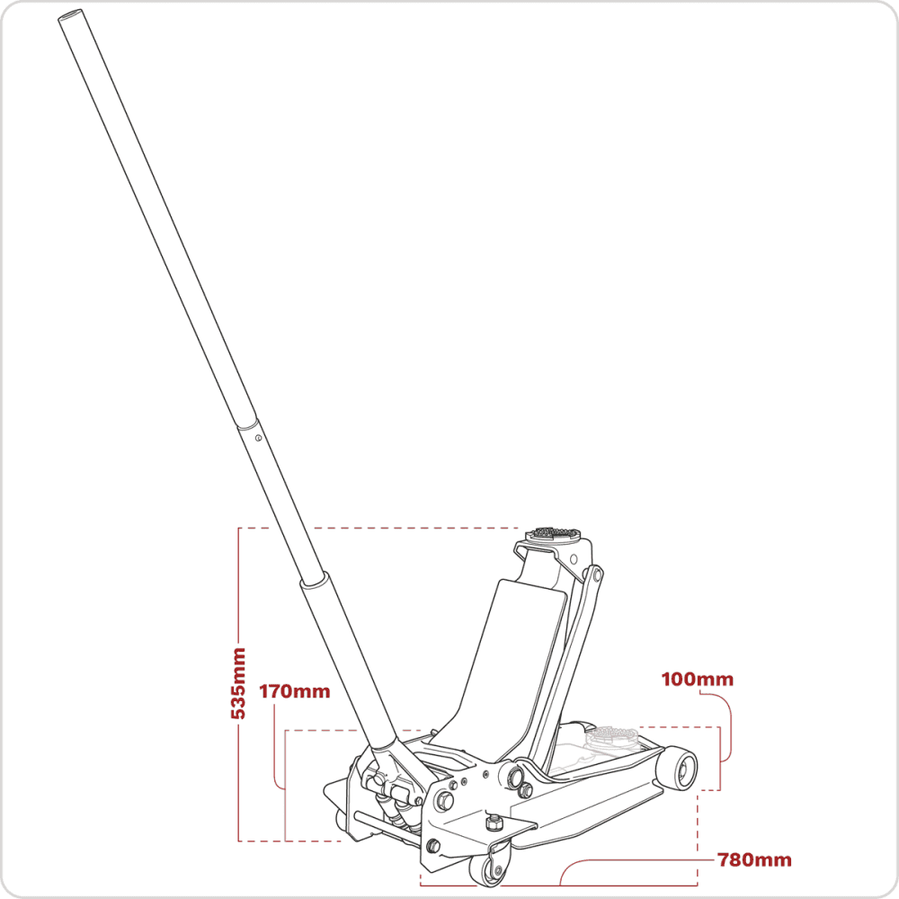 Low Profile Trolley Jack with Rocket Lift 3 Tonne Model No- 3000SER