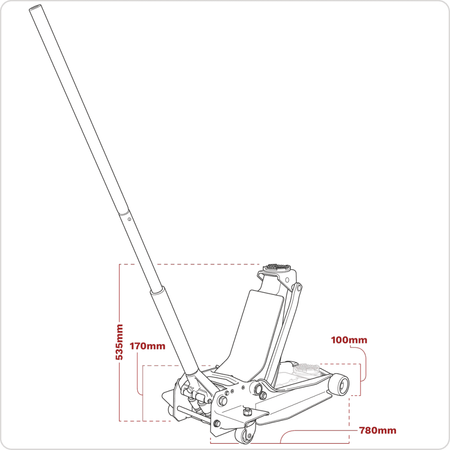 Low Profile Trolley Jack with Rocket Lift 3 Tonne Model No- 3000SER