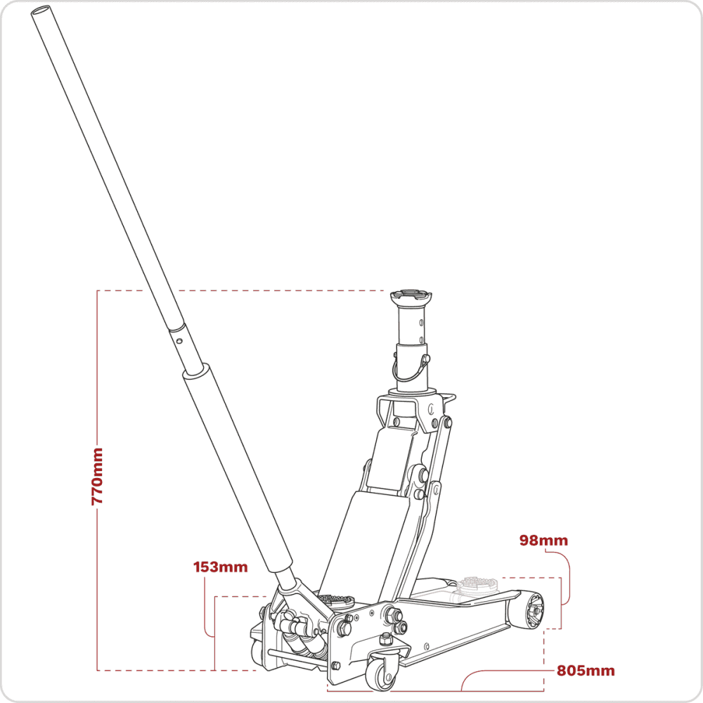 Low Profile High Lift Trolley Jack with Rocket Lift 2/3 Tonne Model No- 3200LEHL