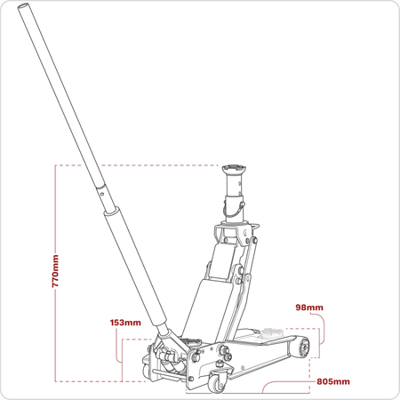 Low Profile High Lift Trolley Jack with Rocket Lift 2/3 Tonne Model No- 3200LEHL