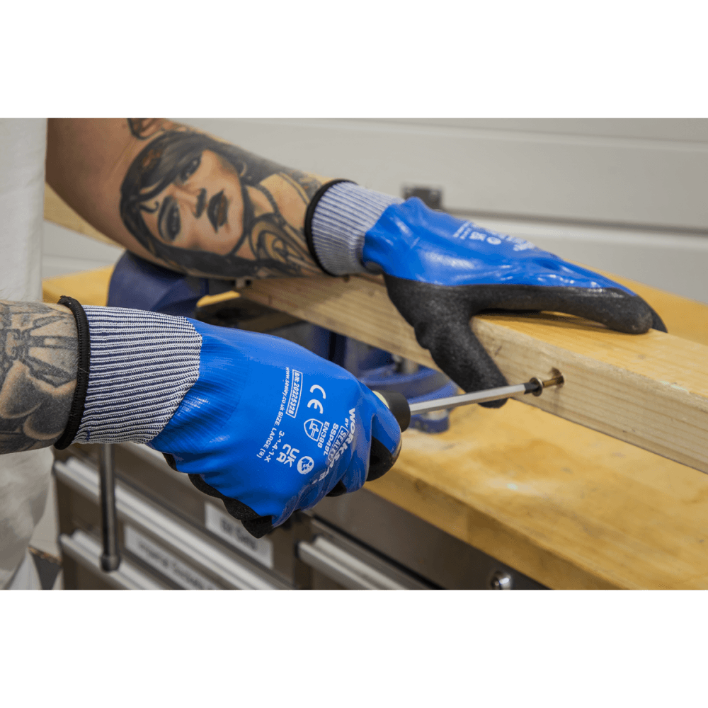Worksafe Waterproof Latex Gloves, Large - Pack of 6 Pairs Model No- SSP49L/6