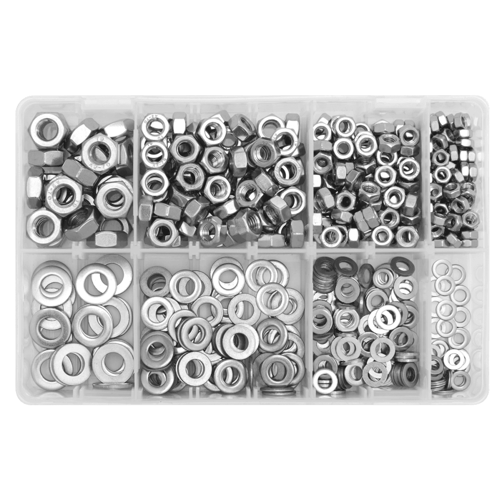 Stainless Steel Nut and Washer Assortment M5-M10 500pc Model No- AB077NW