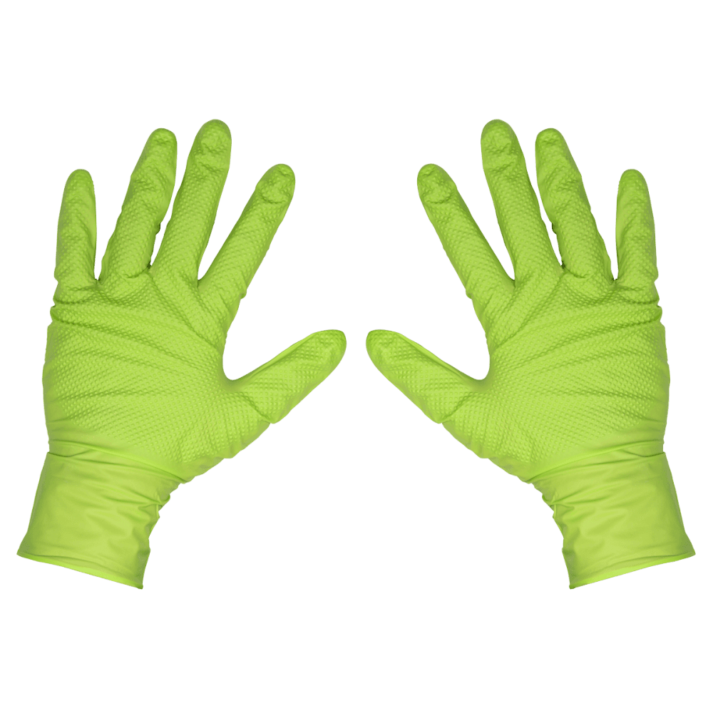 Diamond Grip Extra-Thick Nitrile Powder-Free Gloves, Hi-Vis Green, Large - Pack of 50 Model No- SSP54L