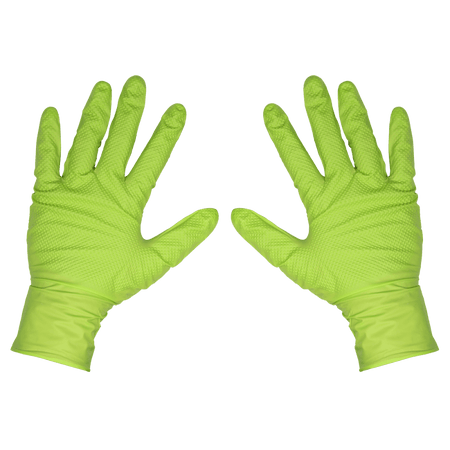 Diamond Grip Extra-Thick Nitrile Powder-Free Gloves, Hi-Vis Green, Large - Pack of 50 Model No- SSP54L