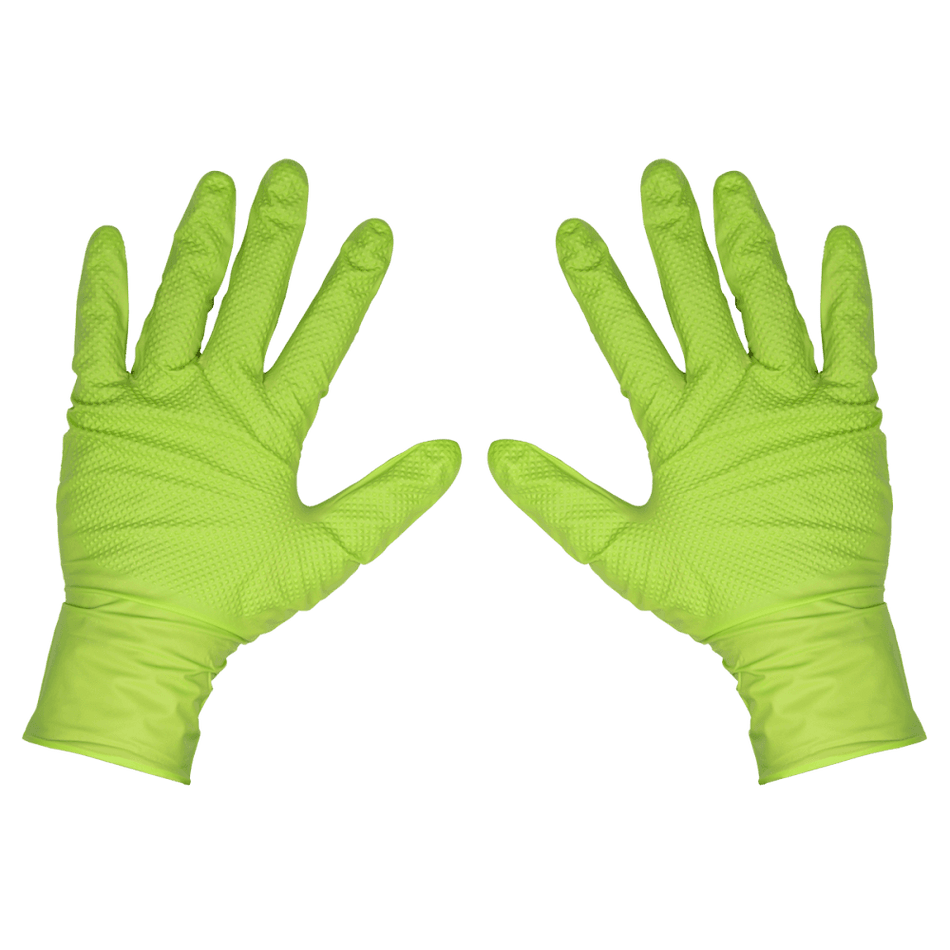 Diamond Grip Extra-Thick Nitrile Powder-Free Gloves, Hi-Vis Green, Large - Pack of 50 Model No- SSP54L