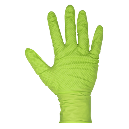 Diamond Grip Extra-Thick Nitrile Powder-Free Gloves, Hi-Vis Green, Large - Pack of 50 Model No- SSP54L