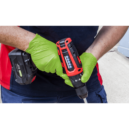 Diamond Grip Extra-Thick Nitrile Powder-Free Gloves, Hi-Vis Green, Large - Pack of 50 Model No- SSP54L