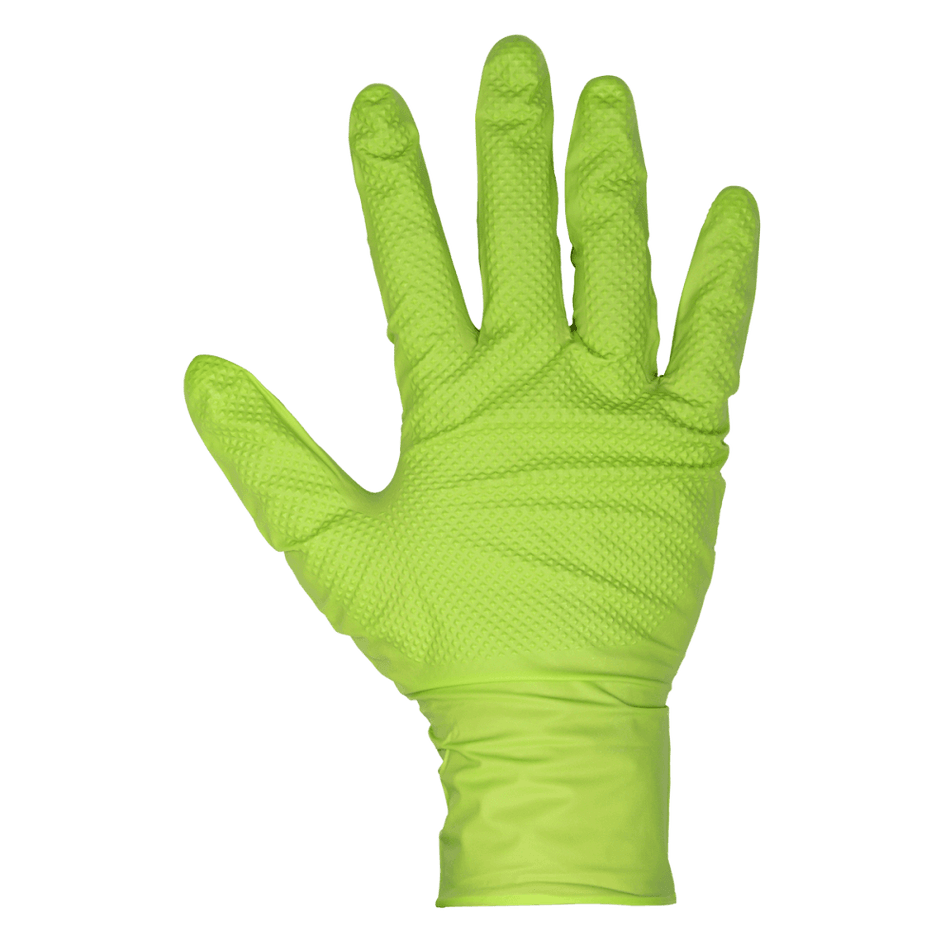 Diamond Grip Extra-Thick Nitrile Powder-Free Gloves, Hi-Vis Green, X-Large - Pack of 50 Model No- SSP54XL