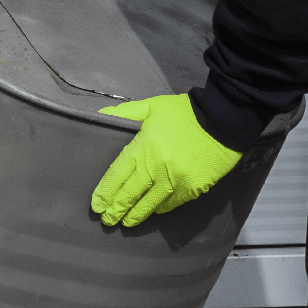 Diamond Grip Extra-Thick Nitrile Powder-Free Gloves, Hi-Vis Green, X-Large - Pack of 50 Model No- SSP54XL